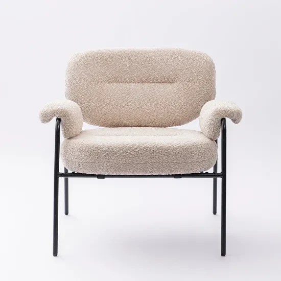 تصميم أزياء، أثاث منزلي عصري، غرفة معيشة، كرسي استرخاء، أريكة فاخرة، إطار معدني، قماش واحد أبيض، كرسي مكتب منزلي 1