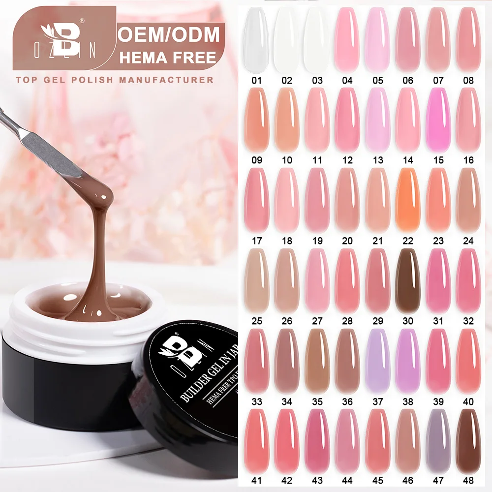 Bozlin 5 in 1 No Heat Builder Gel Clear White Pink Nude UV Hard Nail Extension 1