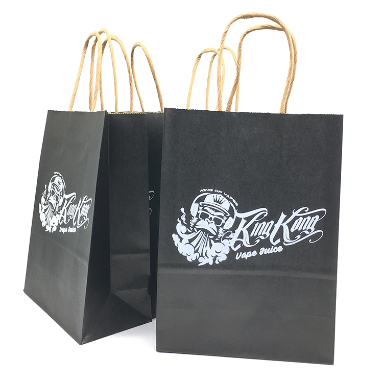 カスタムロゴ入り紙トートバッグ 販促用包装紙バッグ ストライプ柄クラフト紙ギフトバッグ 1