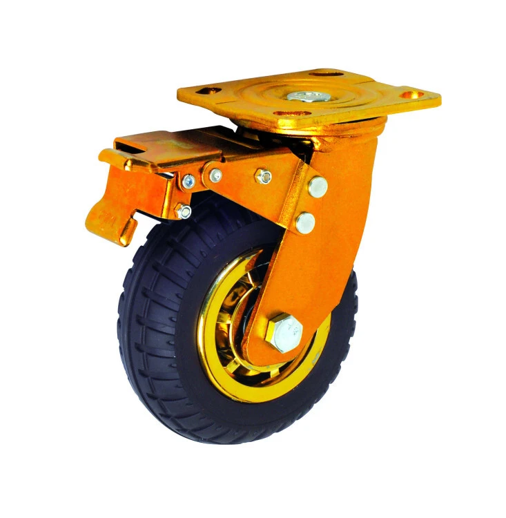 Heavy Loading Castor Wheel 3/4/5/6/8 Inch Industrial Swivel Heavy Duty Rubber Caster Wheel With Brake 1