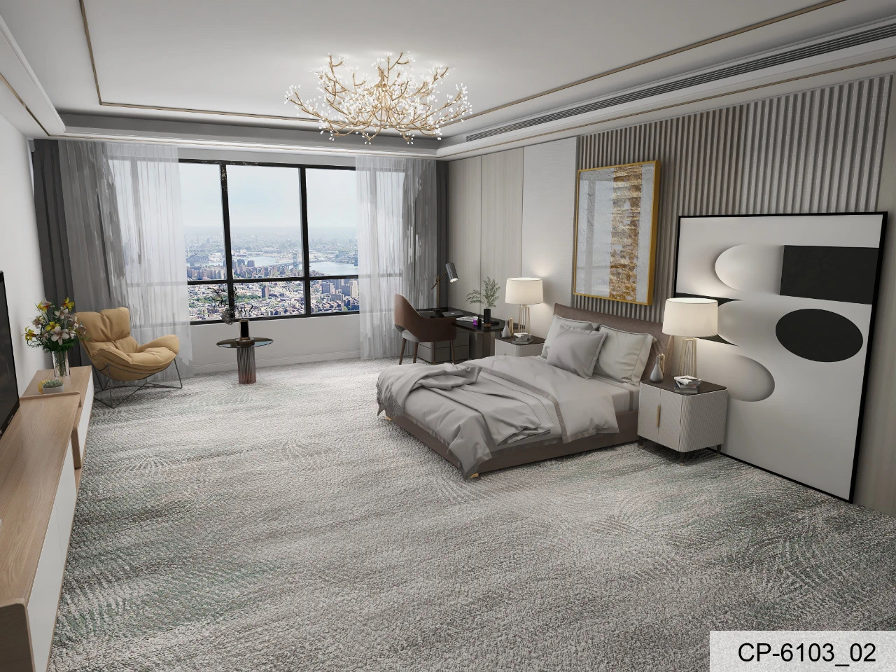 Tappeto per hotel a pelo tagliato antimacchia, prodotto in Cina nel 2024. 6