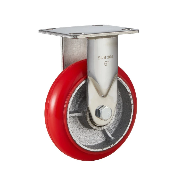 Heavy Duty Castor 6 Polyurethane On Iron Wheel Rigid Caster For Industrial Equipment 1