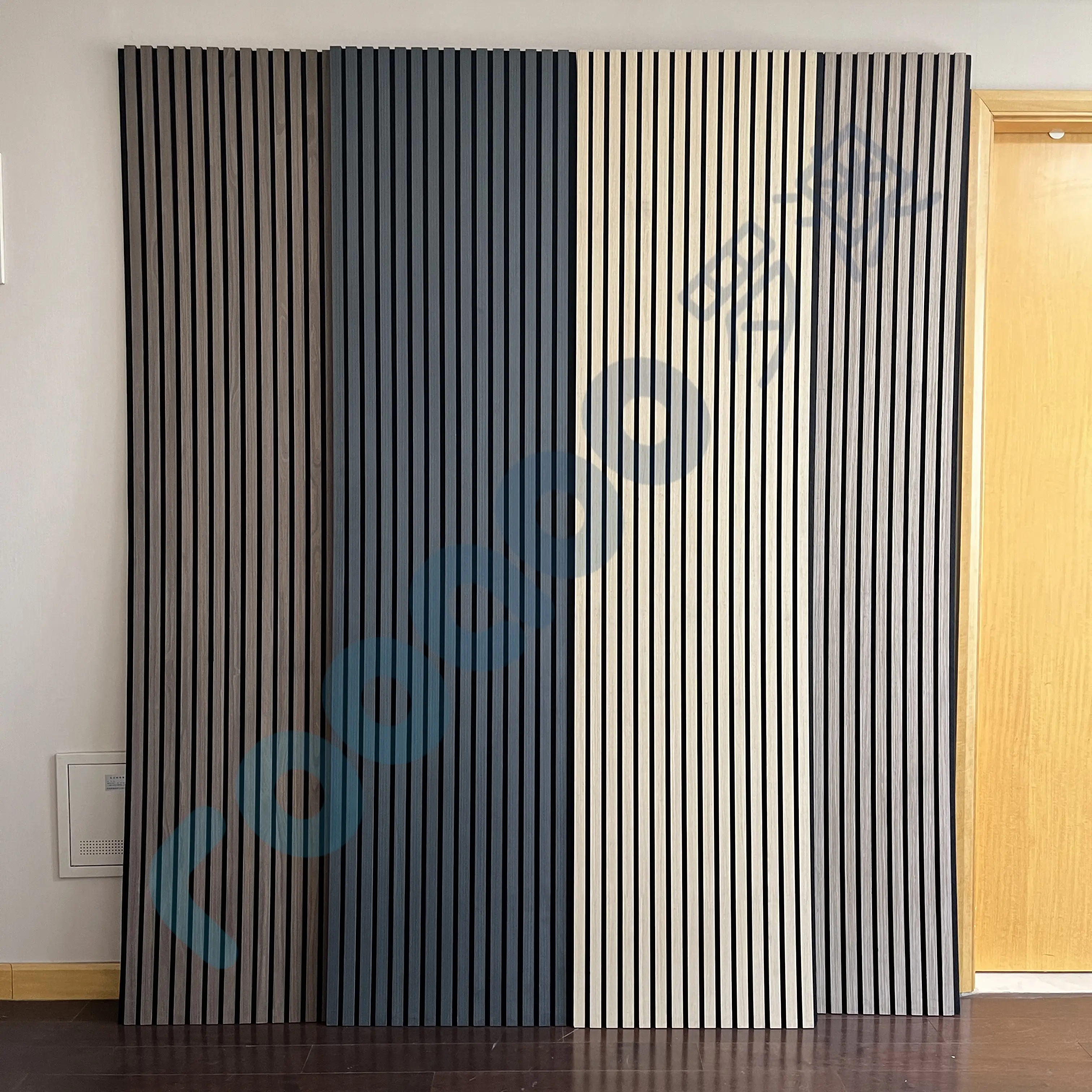 Soundproof Indoor Wall Panel America Oak Wood Veneer 3D Slat Acoustic Panel 1