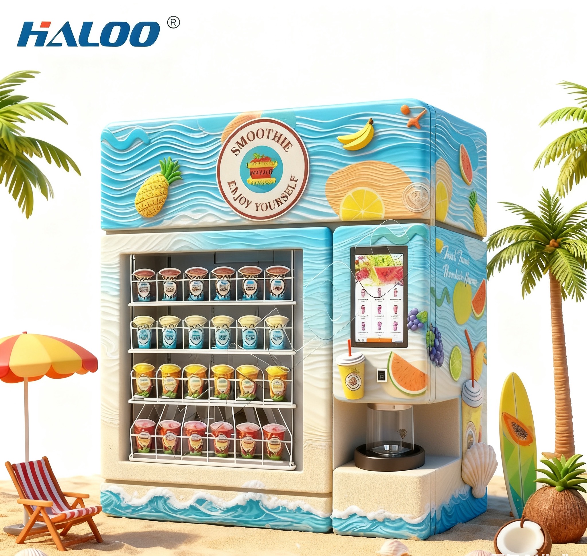 Haloo Vending Machine Supplier 24 Hours Frozen Fruit Table Smoothie