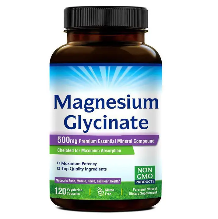Magnesium Glycinate 500mg 120 Vegan Caps Hi-Absorb NonGMO GF 1