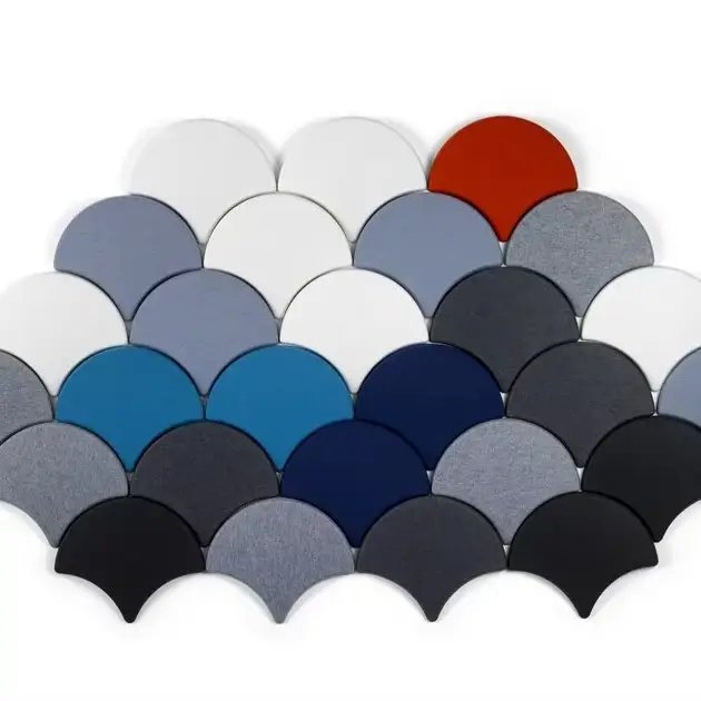 لوحة عازلة للصوت قابلة لإعادة التدوير على شكل صدفة مصنوعة من مادة البولي إيثيلين تيريفثالات (PET) مع مادة لاصقة، 100% بوليستر 1