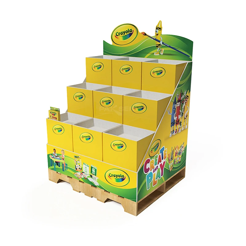 Custom Foldable Cardboard Pallet Display Rack for Book, Toy Retail Shop / Cardboard Floor Pallet Stand for Supermarket 1