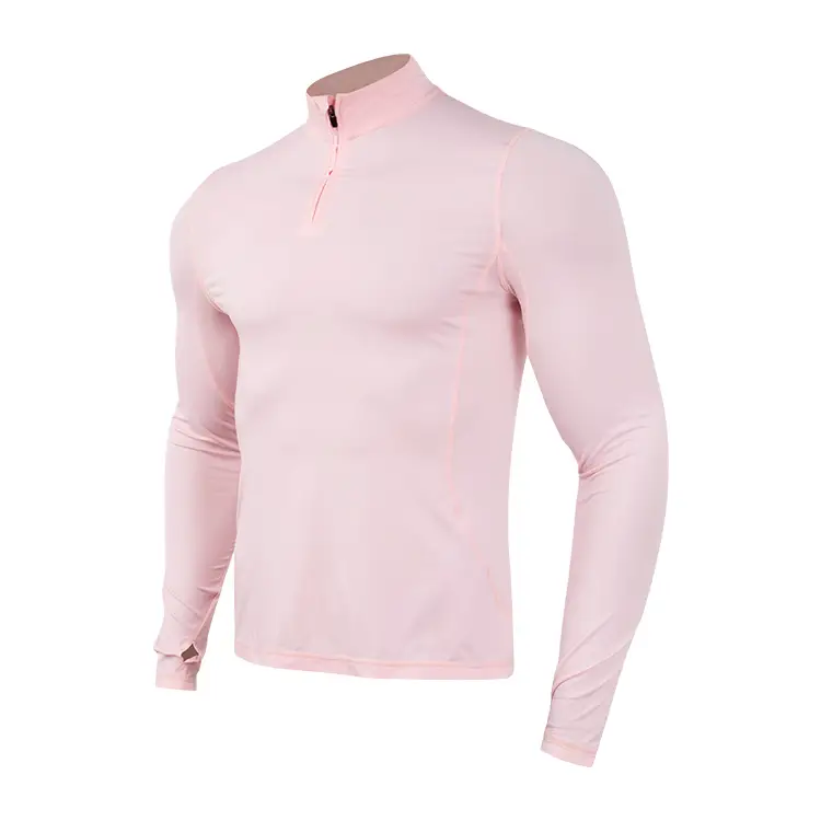 2025 Hochwertiges Workout Quarter Reißverschluss T -Shirts Schnell trockenes Hemd Custom Long Sleeve Laufen T -Shirt für Männer 1