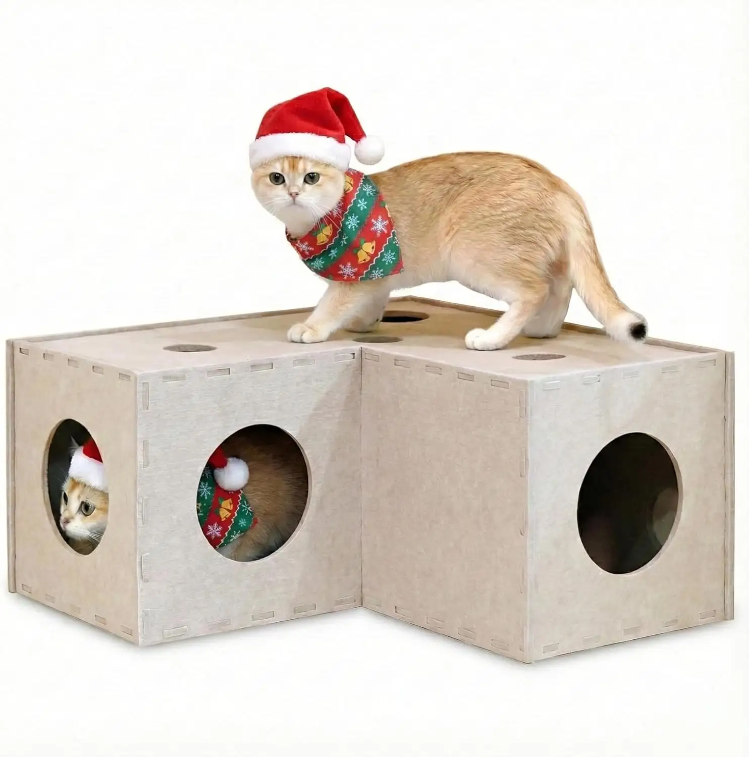 Gerecycled PET-kattenhuis met geluidsdempend vilt, geschikt voor binnen. 1