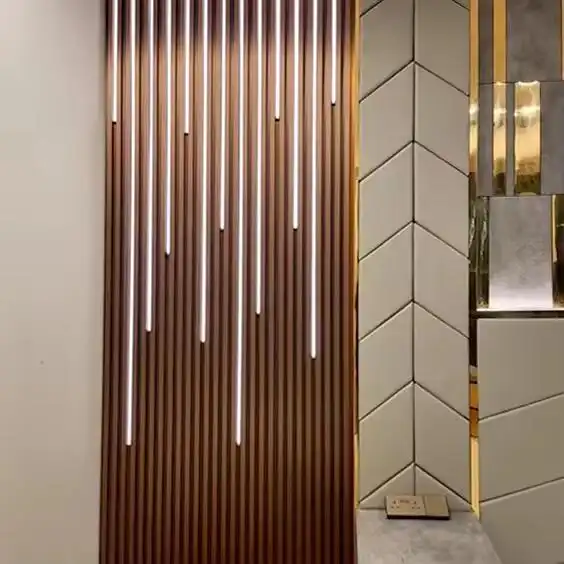 Wooden Acoustic Panel with LED Lighting - Random Shape MDF Wall Slat Panel 1