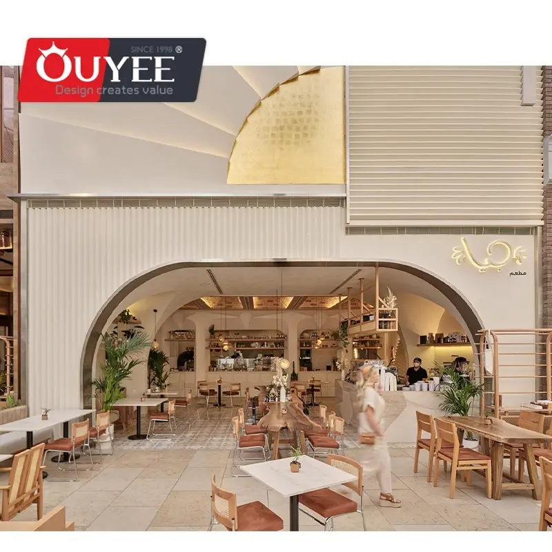 Gewerbliche Café-Tische und -Stühle mit Außenzelt und Beleuchtung 1