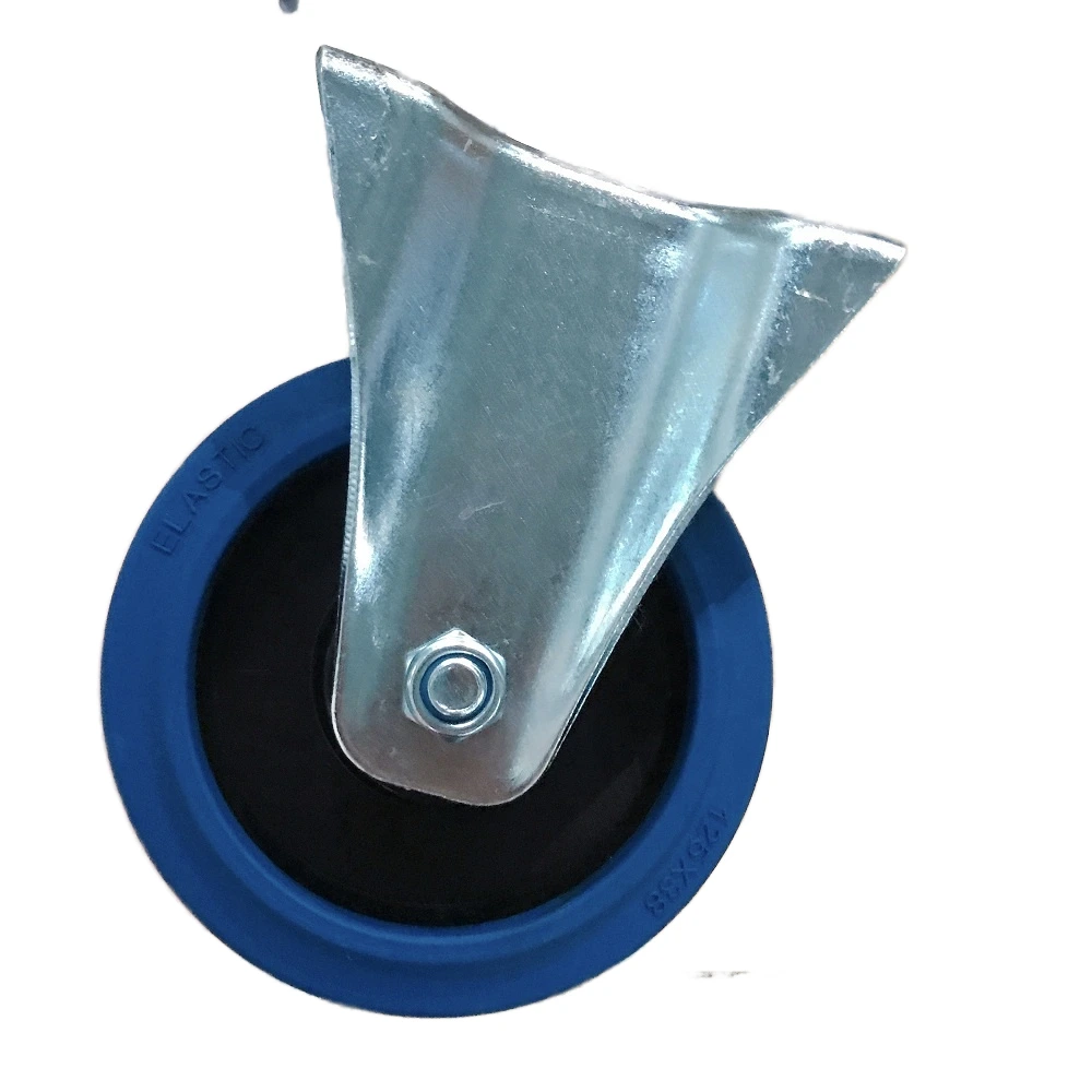 Blue 5 Inch Industrial Elastic Rubber Caster Wheel For Warehousing And Logistics 1