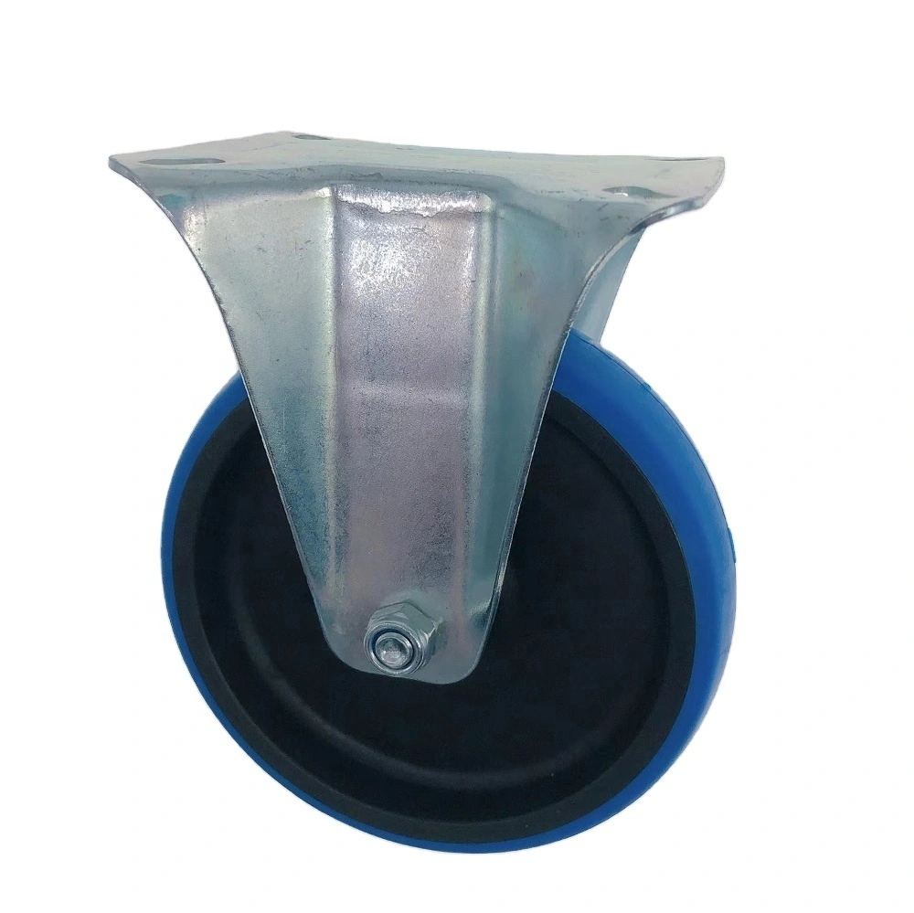 100mm 125mm 4 5 Inch Blue Thermoplastic Rubber Tpr Noiseless Floor Protect Soft Fixed Industrial Caster Wheel For Trolleys 1