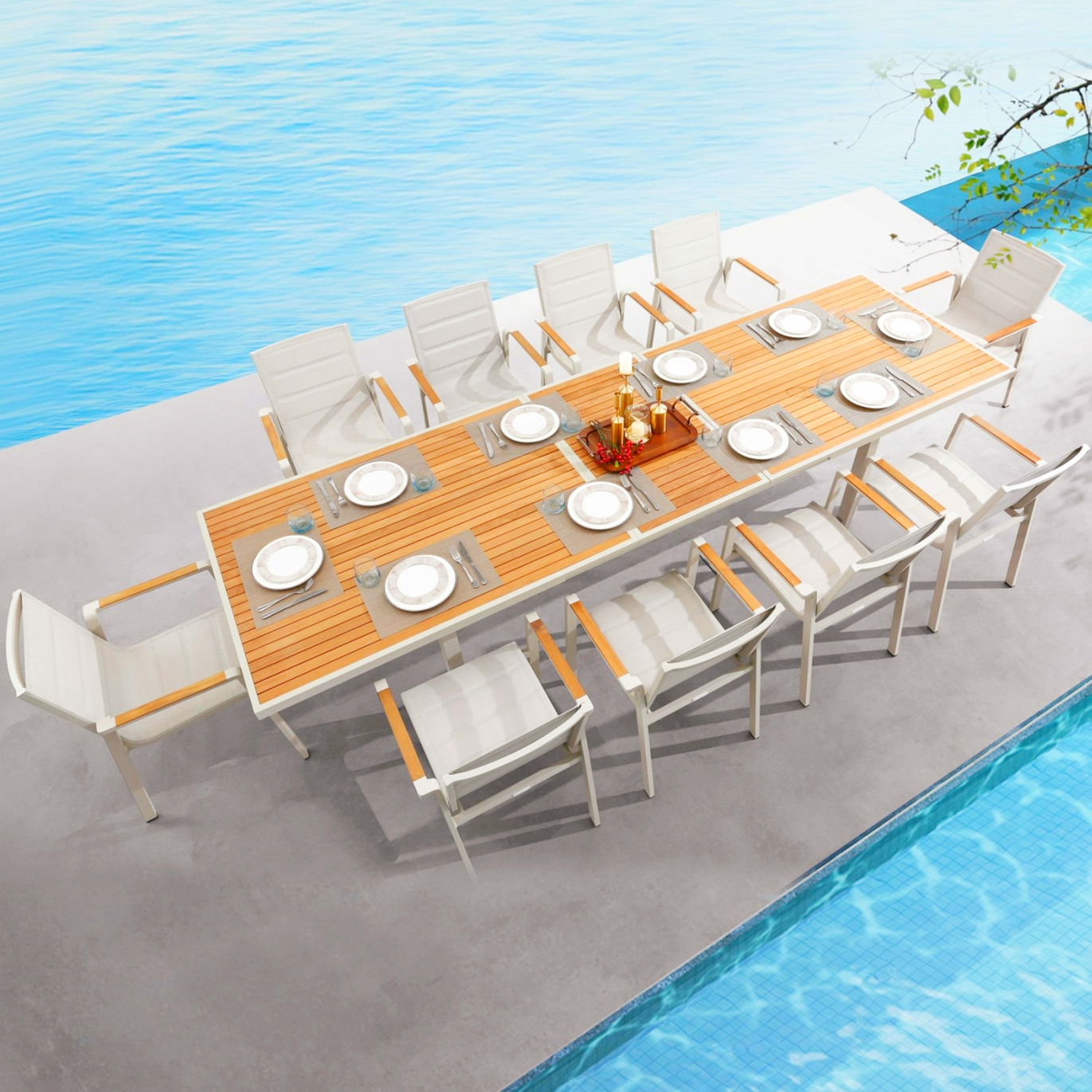 Ensemble de salle à manger d'extérieur moderne et simple : table et chaises de jardin extensibles. 1