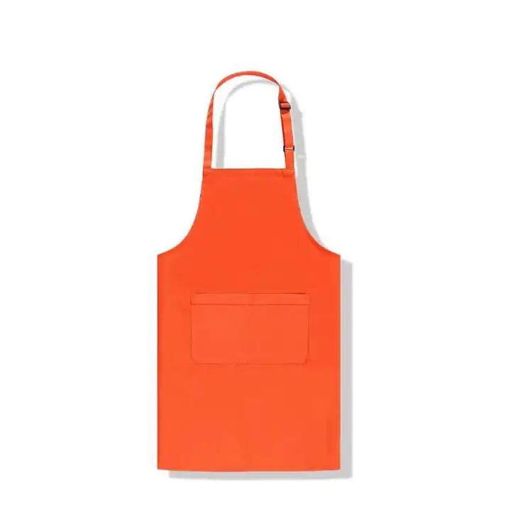 Grembiule da cucina unisex casual in tessuto twill con logo stampato personalizzato, regolabile, in cotone spesso e poliestere, per personale di sala d&#39;albergo 1