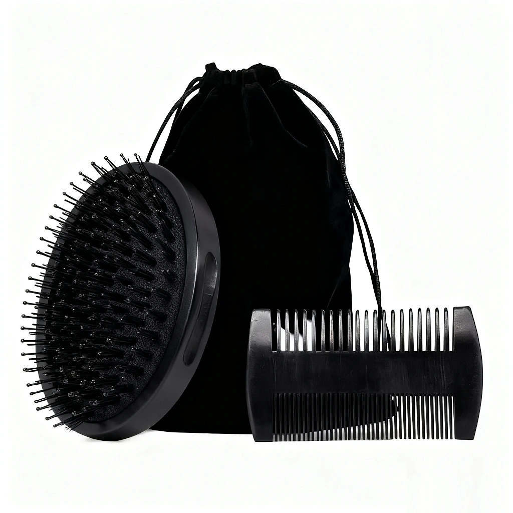 Handheld Men's Beard Comb With Fashionable Wood Handle Oval Bamboo Beech Pig Bristle Wooden Brush For Home Care 1