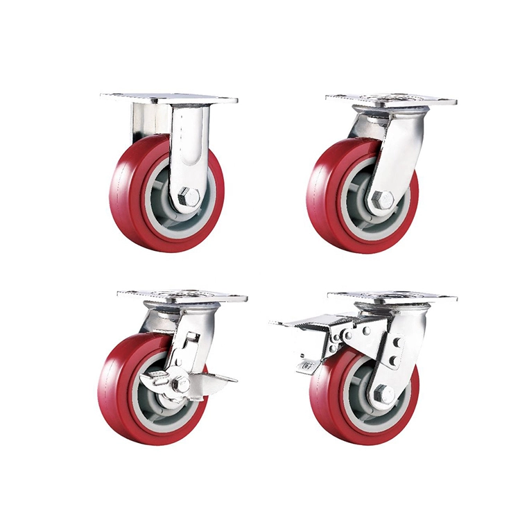 34568 Caster Wheels Red Pu Cart Casters Heavy Duty Pu Industrial Caster 1