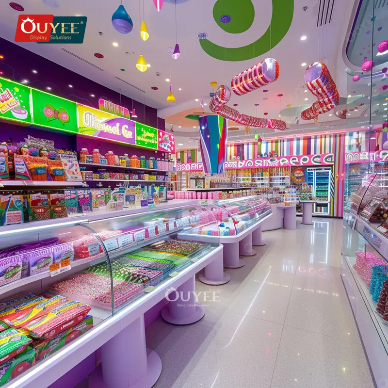 رف عرض مثبت على الحائط للحلوى والمكسرات لبيع الشوكولاتة بالتجزئة 1