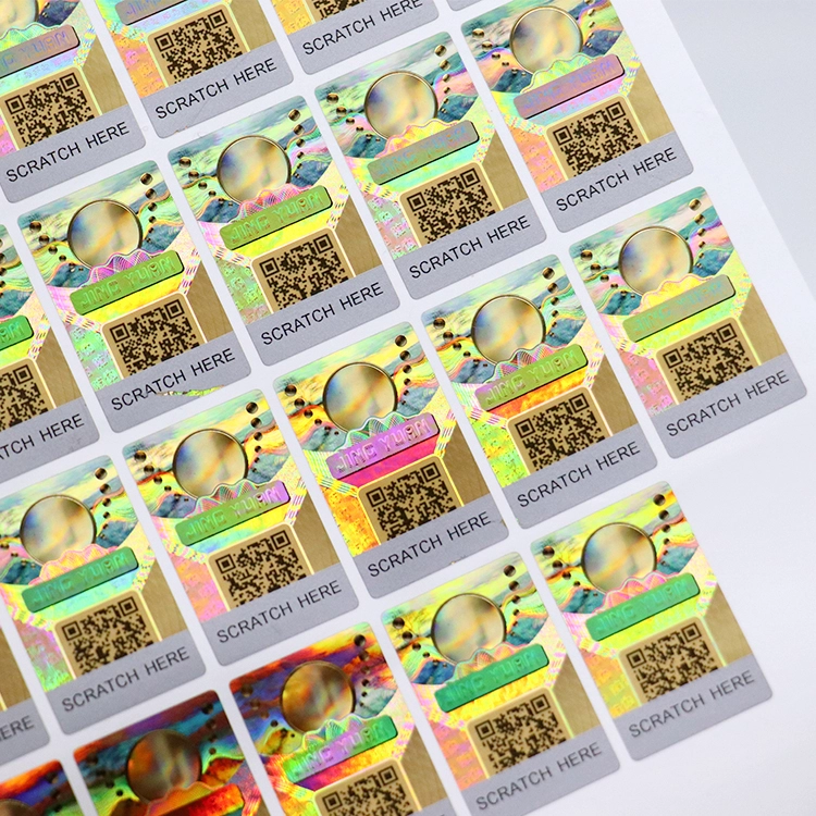 Custom Euro Laser Hologram Security Sticker Scratch QR/ID 1