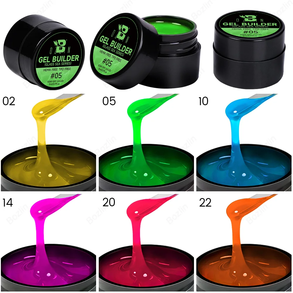Bozlin Hema & TPO Free Gel Builder Jar, 24 Semi-Transparent Nail Extension Colors 1