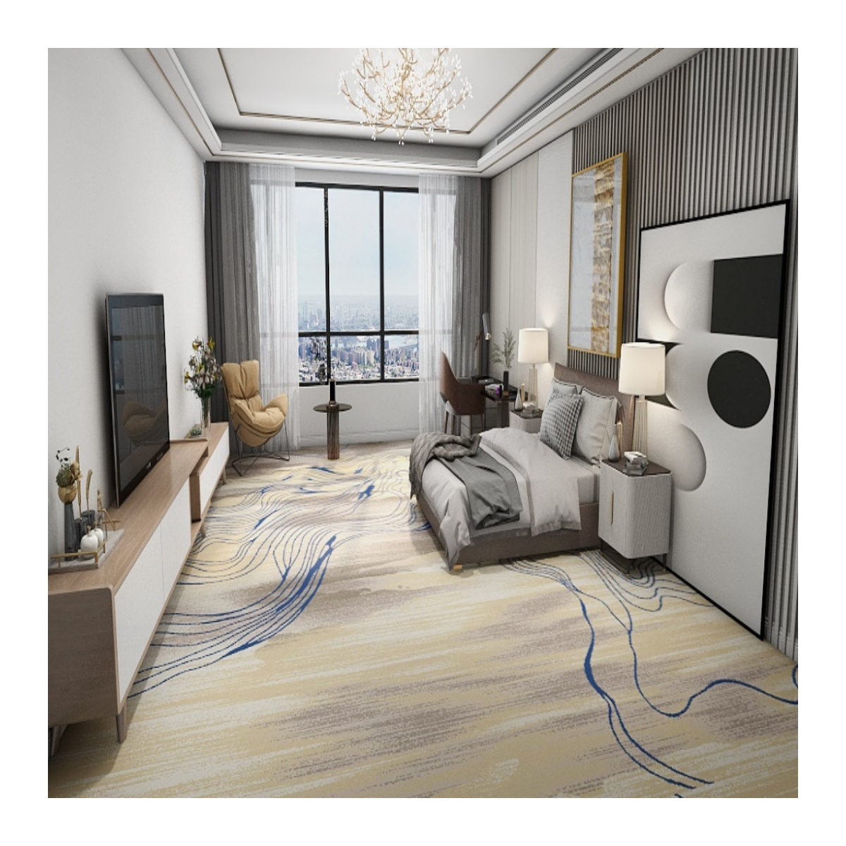 Tappeto di lusso giallo Akminster per hotel - Anti-umidità, larghezza 4 m 1