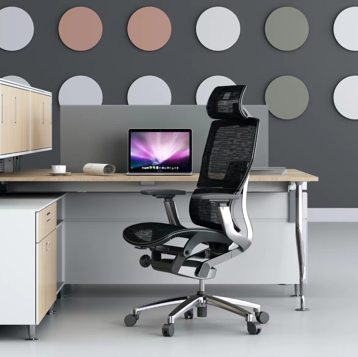 Mobilier de bureau moderne, chaise ergonomique en nylon tressé importé, chaise de bureau pivotante et réglable 1