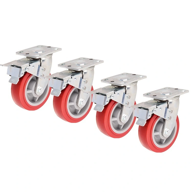 Factory Sale Red 4inch 5inch 6inch 8inch High Load Bearing 220-420kg Service Cart Heavy Duty Casters 1