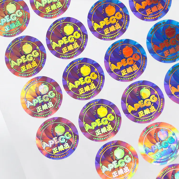Campione gratuito di etichetta personalizzata in vinile olografico fustellata al laser UV 1