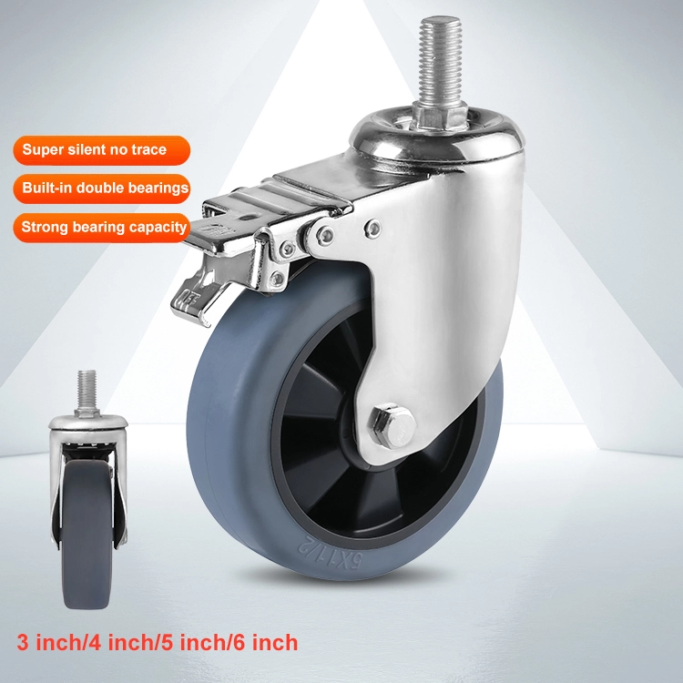 Wholesale Prices Double Ball Bearings 3/4/5/6 Inch Tpr Mid Heavy Duty Casters For Trolly Cart 1