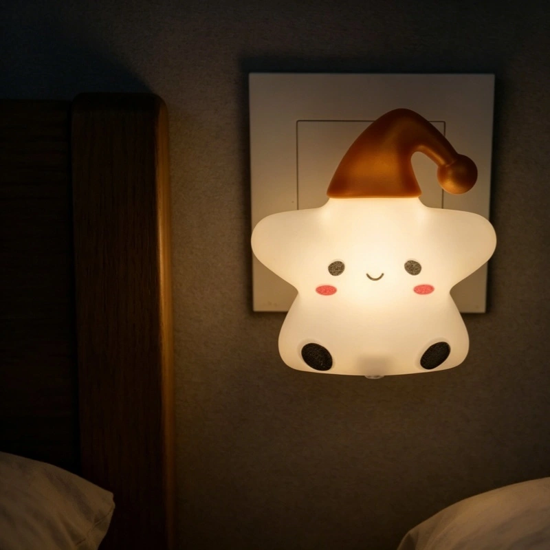 Cartoon Star LED Plug-in Night Light, Soft Eye-Care Kids Bedroom Sleep Lamp 1