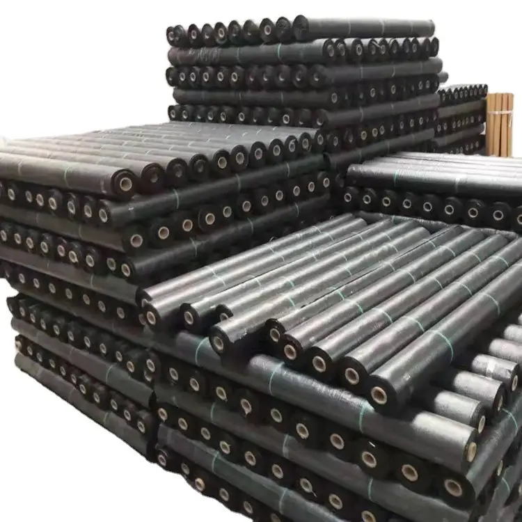 黑色编织100%聚丙烯防草地垫，防紫外线 1