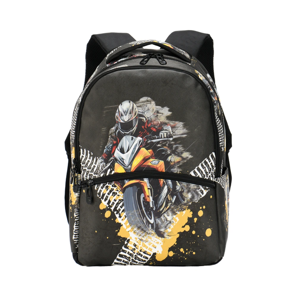 Motorbike Graffiti Style Waterproof College Student Backpack Leather Outdoor Casual Sports Bags Kids School Bag Backpacks 1
