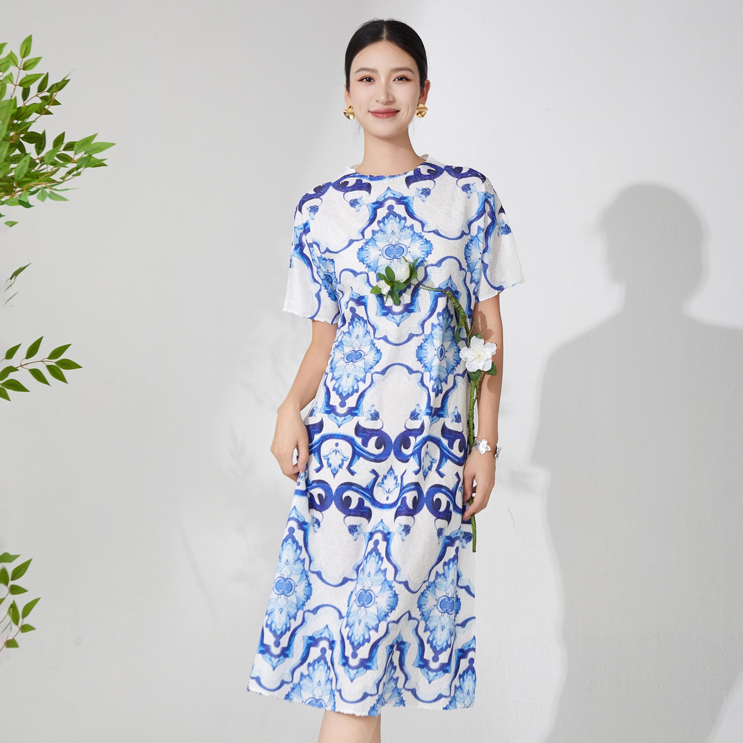 2025 Robe plissée imprimée à la mode - robe de mode extensible pour femmes | Fourniture directe d'usine 1