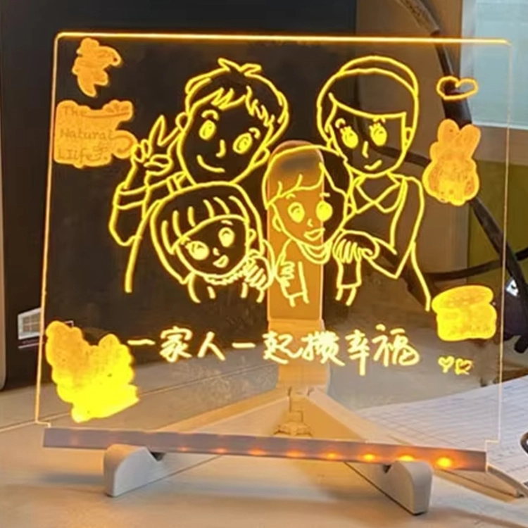 Wholesale 20*20cm Multi Color Light GL-3D0362 With DIY Led Acrylic Erasable Writing Message Board For Cafes Shops 1