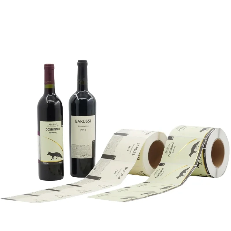 Custom Self Adhesive Vinyl Red White Wine Bottle Labels 1