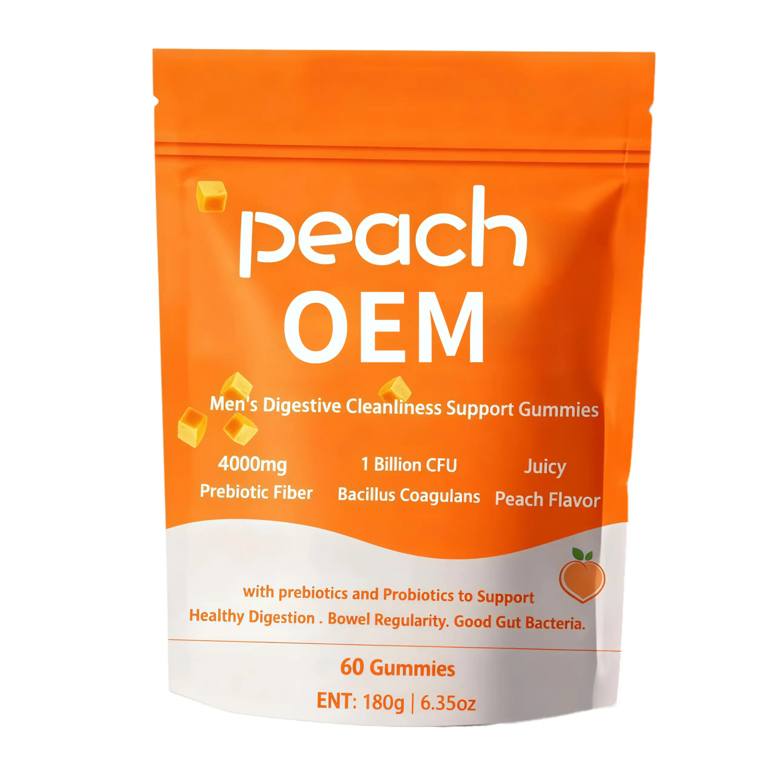 Male Digestive Gummies 4000mg Prebiotic +1B CFU B.coagulans 1