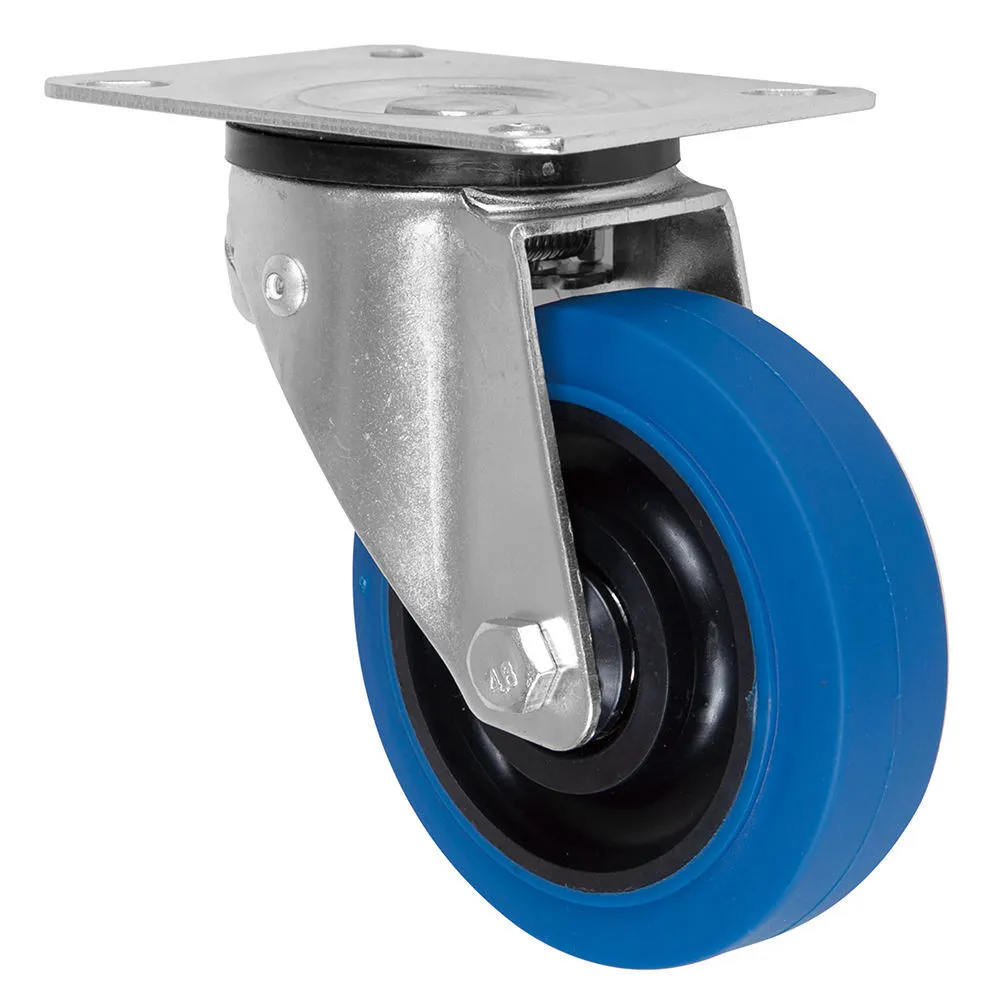 Swivel 5 Load 200kg Blue Rubber Caster Wheel With Plate For Trolleys 1