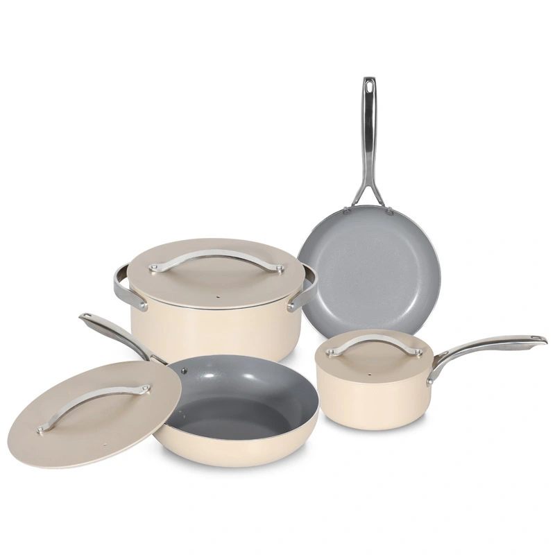 Multi-color 7 Pcs Ceramic Non Stick Cooking Set Frying Pans Saucepans Pots And Pans Set Induction Kitchen Cookware Set 1