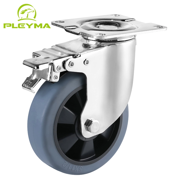 Customizable Oem Odm Double Wheel Thermoplastic Rubber 6inch Caster With Brake For Plate Display Rack 1