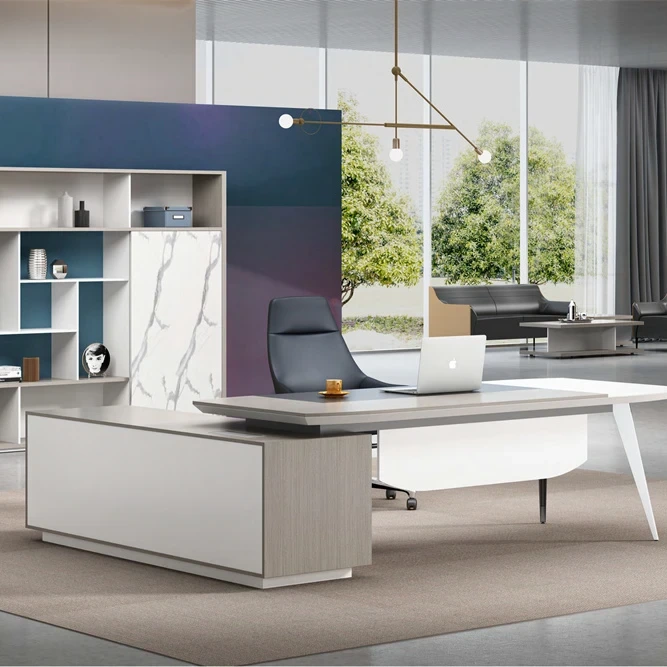 High-grade Custom Executive Boss Desk Luxury Modern White Office Conference Furniture Wholesale For Ceo Manager's Luxury Office 1