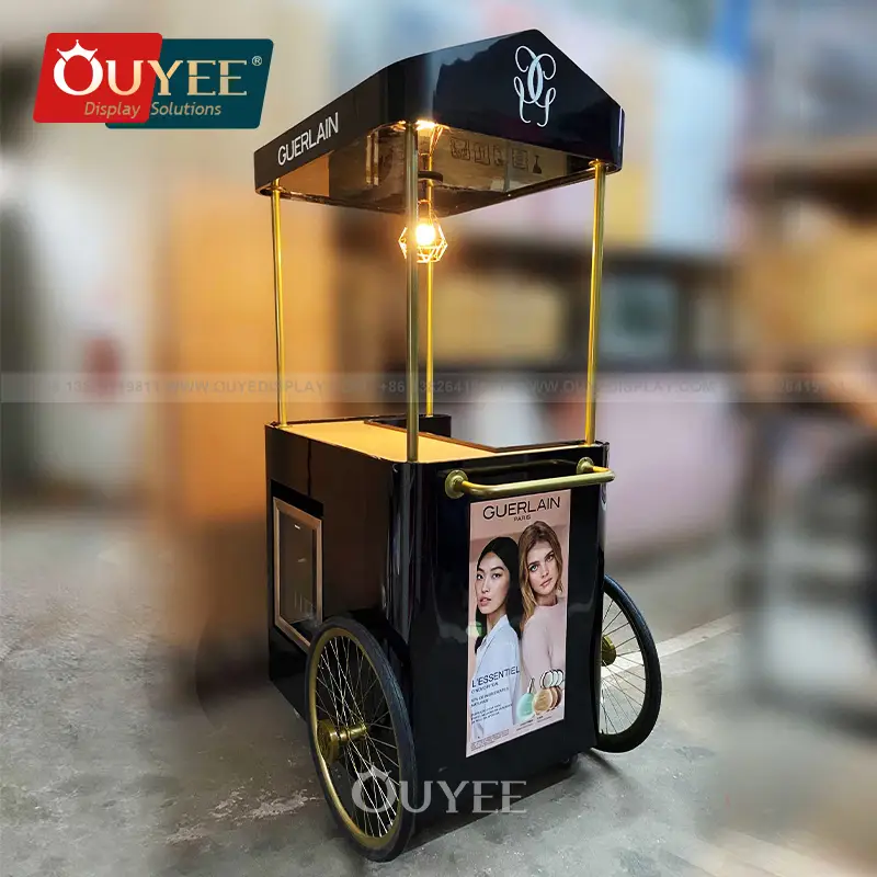 عربة عرض حلويات متنقلة بعجلات، مناسبة للمتاجر والمراكز التجارية 1