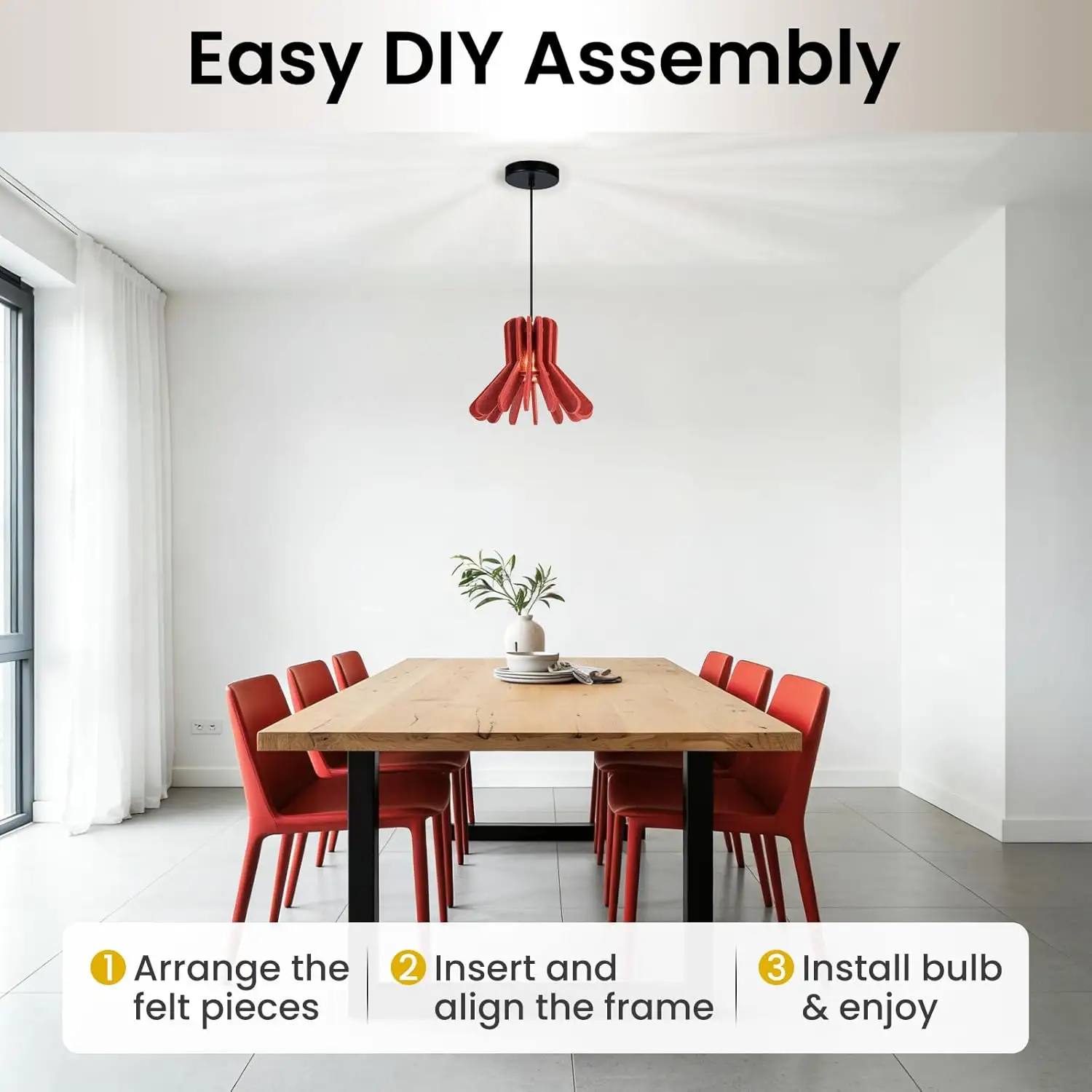 Lampenkap van PET-vilt met akoestische eigenschappen voor kroonluchters, ter vermindering en absorptie van geluidsoverlast. 1