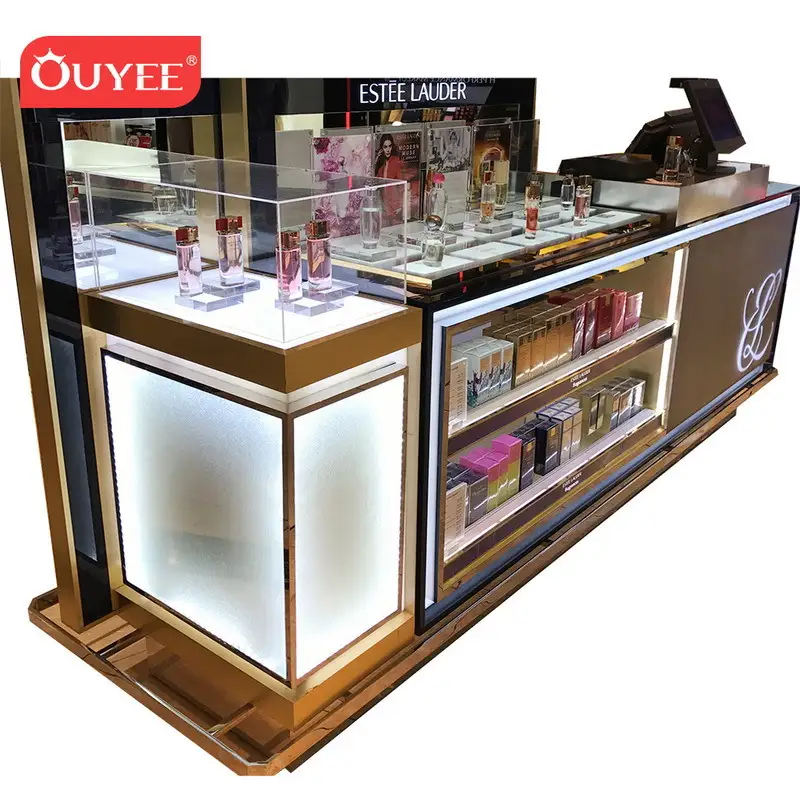 Kosmetikvitrine aus schwarzem Holz, Ladentheke für kleine Kosmetikartikel 1