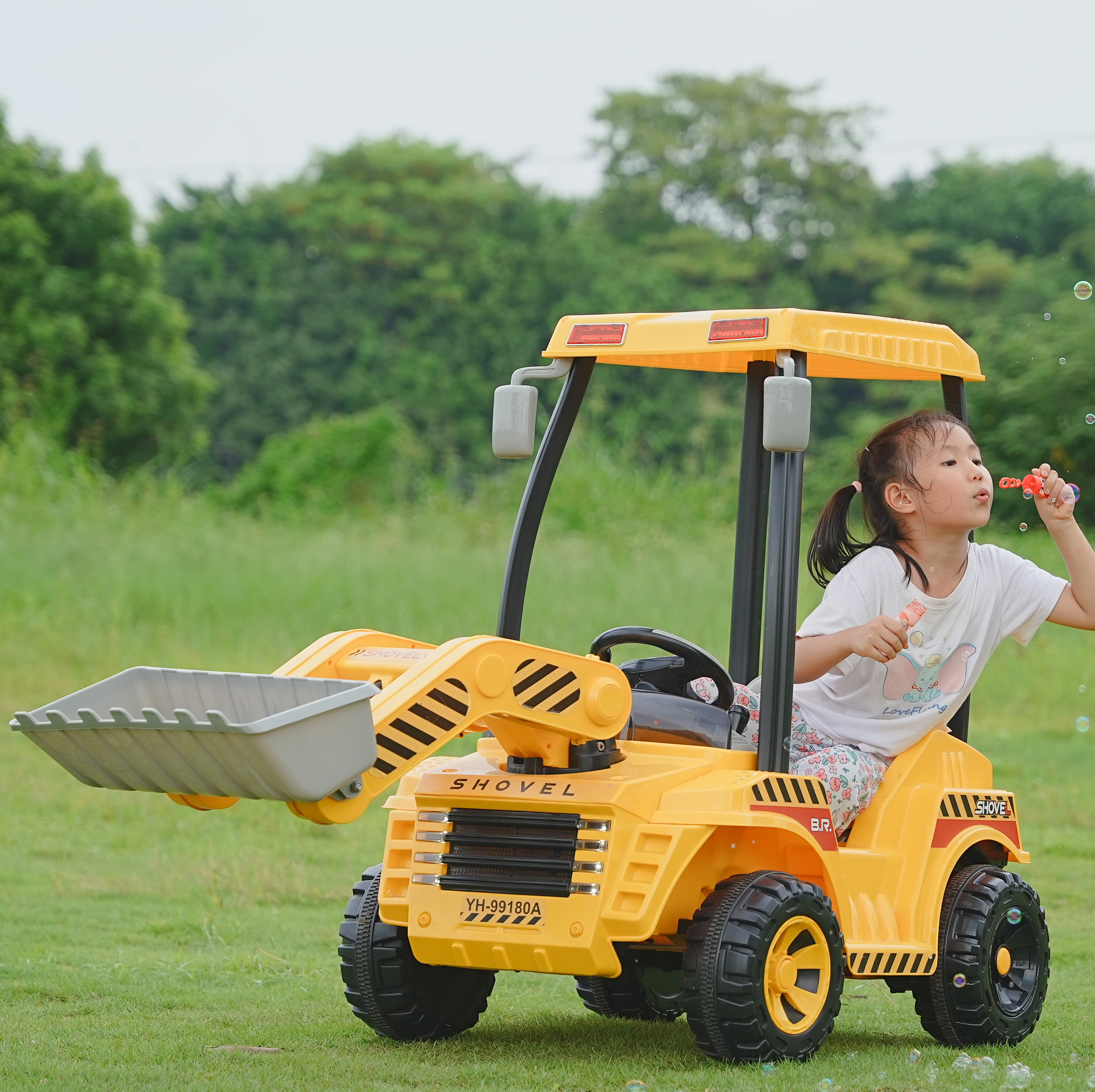 Safety Certified Electric Ride-on Shovel Loader For Toddlers Twin Motor Drive Rear Shock Plastic Car With Storage Box 2 4 Years 1