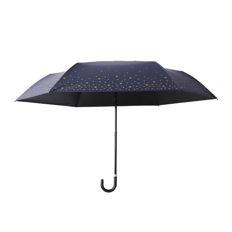 Compact Custom Print 3-Fold Curved Handle Parasol - Sun Protection & Rain Or Shine 1
