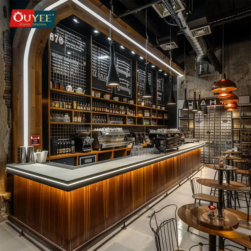 Individuell gestalteter Thekenstand für Bubble Tea und Kaffee mit LED-Beleuchtung 1