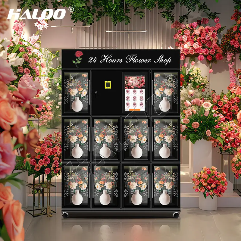 آلة بيع الزهور الرقمية الطازجة ذاتية الخدمة مع نظام دفع رمز الاستجابة السريعة للعملات المعدنية ووظيفة مجموعة أدوات التطوير والمخزون متاح 1