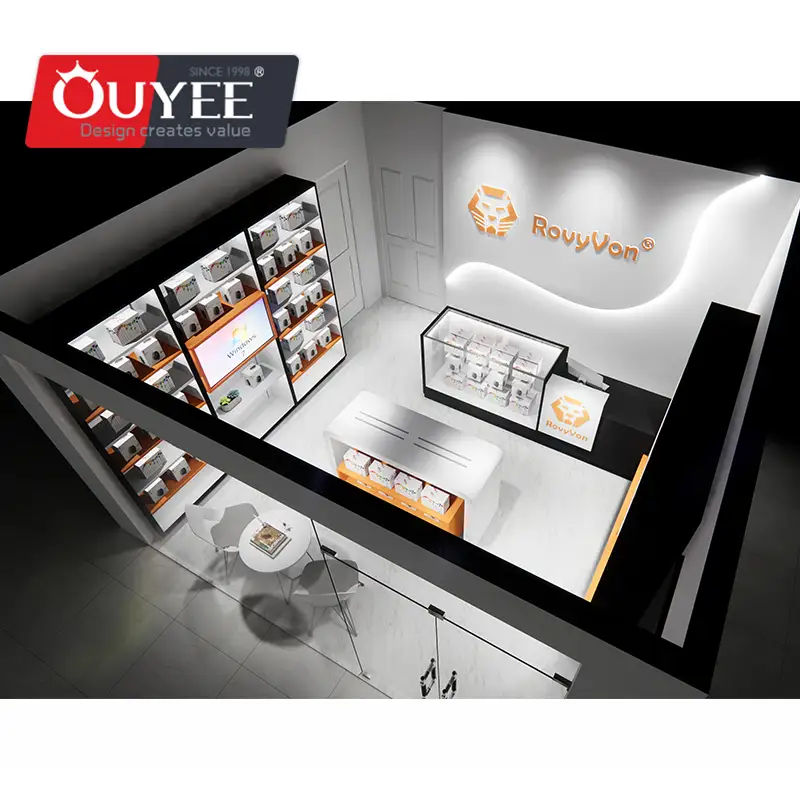 Vitrine para loja de conserto de celulares com balcão para atendimento ao cliente. 1