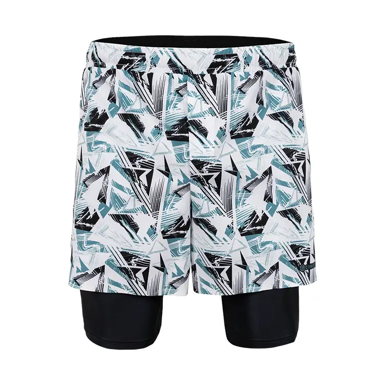 Pantalones cortos deportivos 2 en 1 para hombre, de secado rápido, con estampado digital, de doble capa y personalizados, para gimnasio y fitness. 1