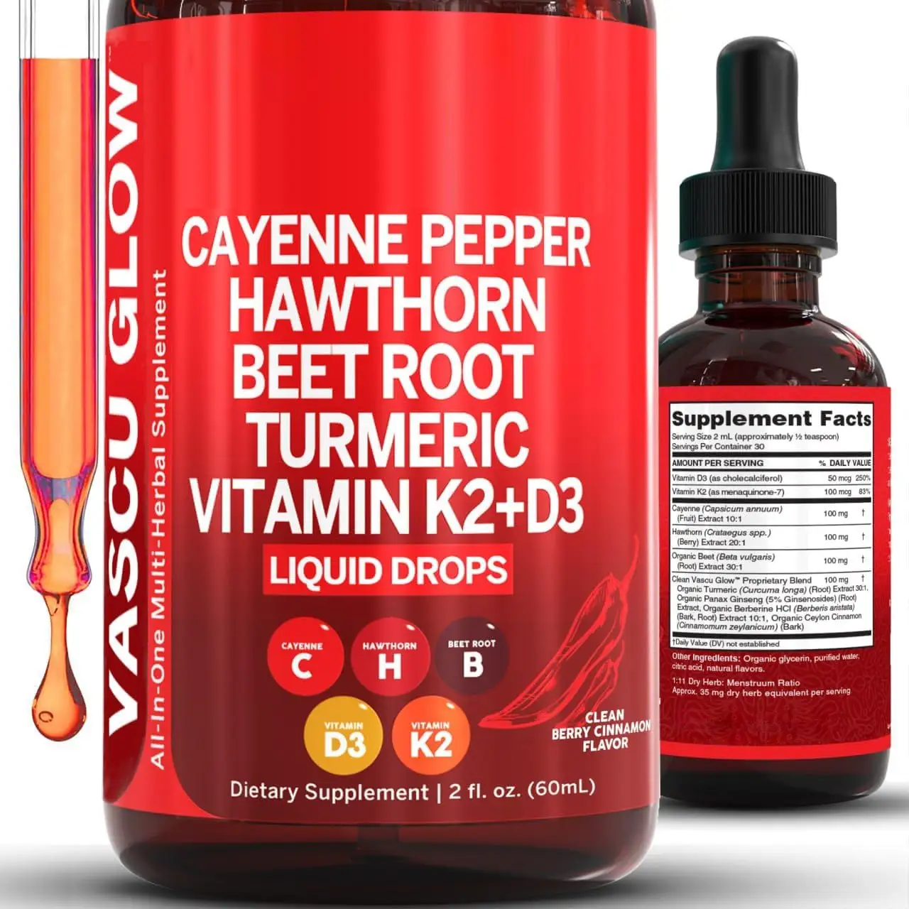 OEM Cayenne Liquid 60ml – Hawthorn, D3 K2, Beet & Turmeric 1